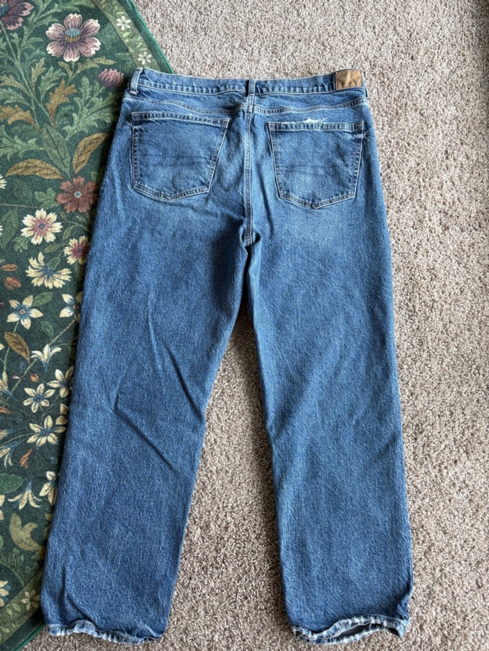 American Eagle Outfitters Blue Stretch Denim Jeans Waistband Detail - Picture 2 of 4